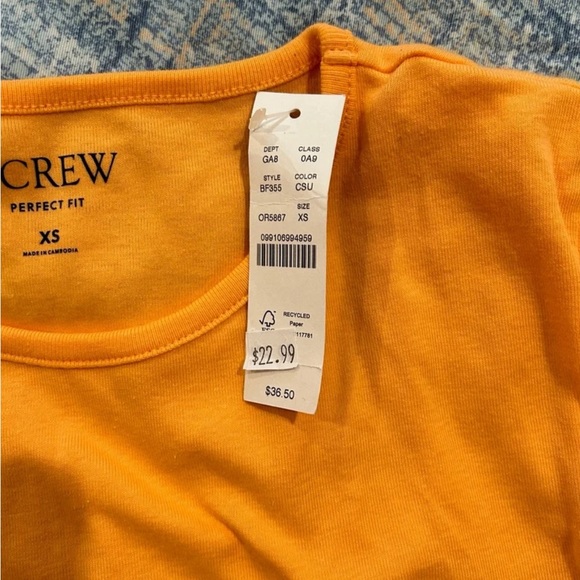 NWT J. Crew Pink Perfect Fit Elbow-Sleeve Tee XS - Picture 2 of 2
